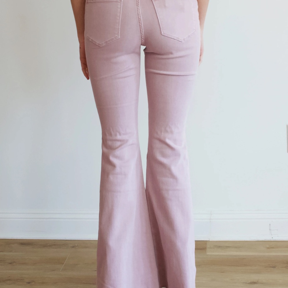 High Rise Flared Pink Jeans - Picture 2 of 2